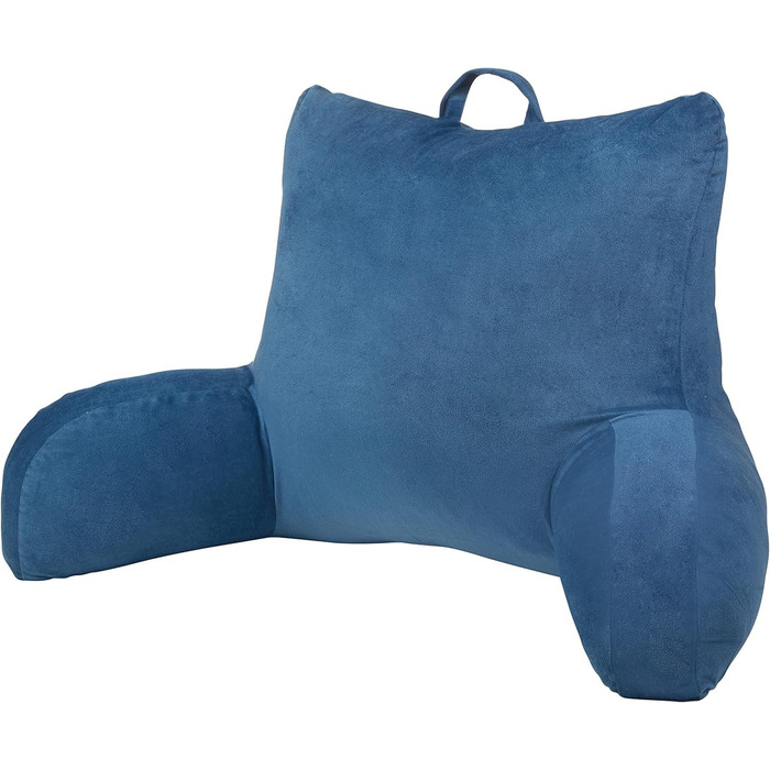 Підставка для ліжка Klear Vu Velours з подушкою для підтримки спини, з кишенею та ручкою, Коко Браун (Темно-синій)