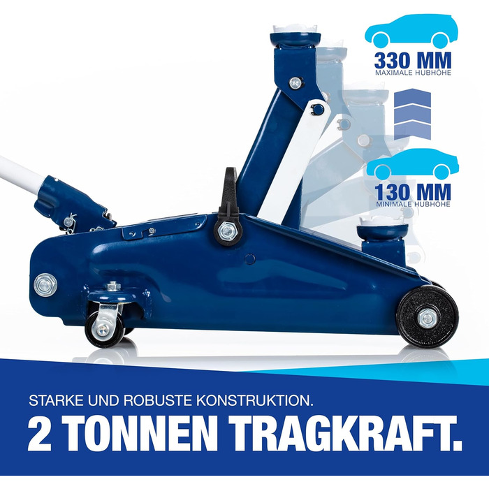 Гідравлічний домкрат NTG 2T (2000 кг) з сертифікатом TÜV, сталева конструкція, висота підйому 130-330 мм - для автомобілів, заміни шин