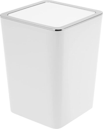 Косметичне відро Savona серії bremermann для ванної кімнати з відкидною кришкою, пластикове відро для ванни об'ємом 5,5 літра (біле, квадратне)