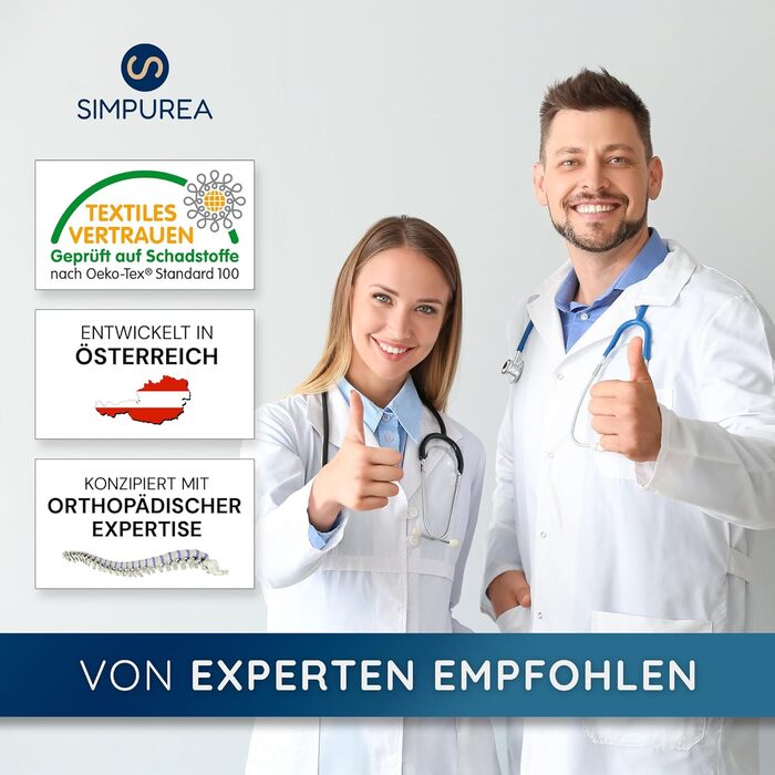 Ортопедична подушка для сидіння SIMPUREA® 'Коала' - з антиковзким велюровим покриттям - ідеальна для офісу, авто та дому - сприяє здоровій поставі та комфорту, знімає навантаження з куприка - середній розмір (60-120 кг) Чорний