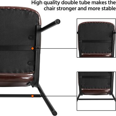Крісла для вітальні Yaheetech - 4 шт. з підлокітниками та спинкою, штучна шкіра, коричневі, 58x60x85 см