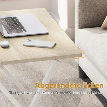 Зкладний стіл Yaheetech 80 см для комп'ютера з полицею, двоярусний робочий стіл з підставкою для монітора, стіл для ноутбука для дому/маленьких кімнат/вітальні, білий/80 см x 50 см, білий (світле дерево)