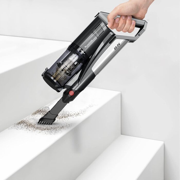 TurboTronic StormStick: акумуляторний пилосос 120 Вт з фільтром MIF та 5 м кабелем, 11kPA, циклон-технологія, чорний