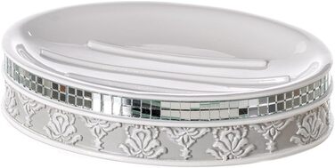 Набір аксесуарів для ванної кімнати Creative Scents – Білий та сірий, 4 предмети (дозатор мила, мильниця, тримач для зубних щіток, чашка)