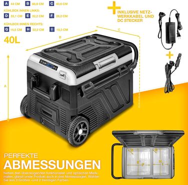 Автомобільний холодильник Tillvex® Kompressor 40-60л з Wi-Fi, 12/24V/230V, до -20°C для авто, вантажівок, кемпінгу