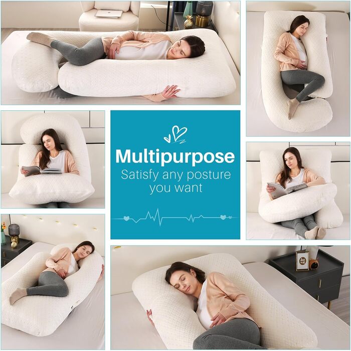 Подушка для вагітних GKXLH - J-подібна подушка для підтримки спини, живота та стегон, для комфортного сну, знімний чохол