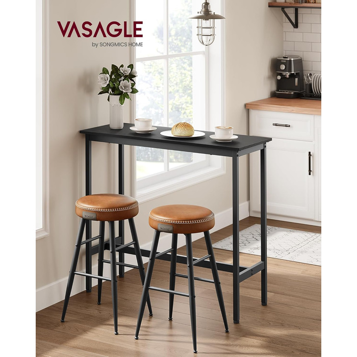 Барний стіл VASAGLE LBT010B56, 40 x 100 x 90 см, чорний, промисловий дизайн