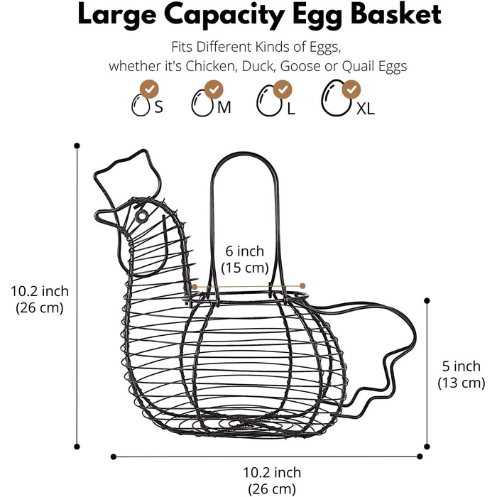Дозатор яєць, тримач для спіральних яєць, підставка для яєць, тримач для яєць, металевий каркас для яєць, сховище для яєць з поворотом на 360 градусів, кухонне приладдя, контейнер для яєць для кухонної стільниці, великий і (10,6 x 12,8 дюйма, чорний)