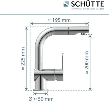 Змішувач для ванної SCHÜTTE 79710 LONDON з висувною лійкою, настінний, з донним клапаном, хром
