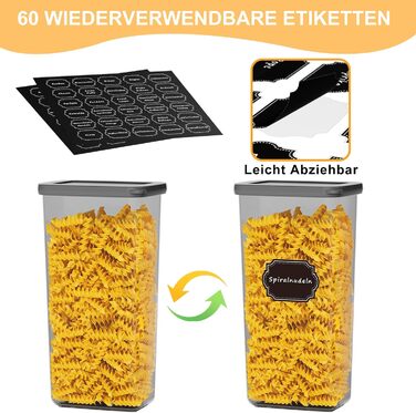 Набір контейнерів для зберігання продуктів 18 шт. з кришкою, герметичні, для кухні, антрацит (до 2,5л)