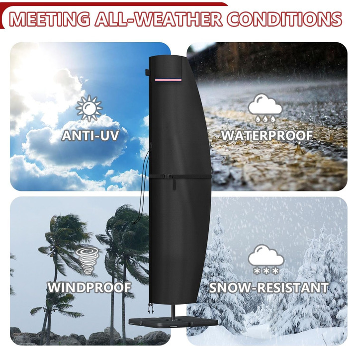 Захисний чохол для парасольки/перголи LAMUNI, водонепроникний, для парасольки/перголи 3-5м, 220x40/70/50 см