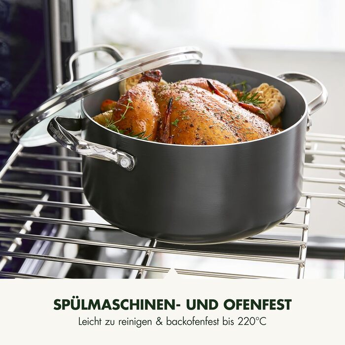 Сковорода GreenPan Valencia Pro з нержавіючою сталею Harteloxierte, керамічне антипригарне покриття, 28 см, 4,2 л, з кришкою, без PFAS, для індукційних плит, можна мити в посудомийній машині, термостійка, сіра (каструля 24 см/5,1л)