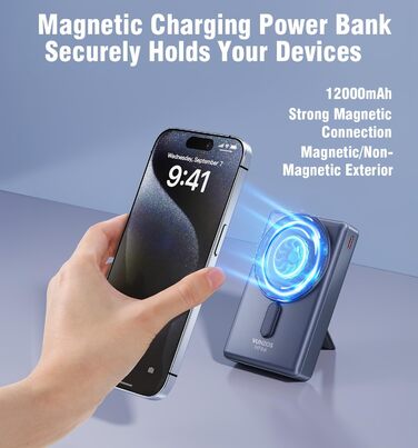 Швидка зарядка PD20W, LED дисплей для iPhone 15/14/13/12, Huawei, 12000mAh Magsafe