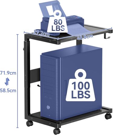 Підставка для комп'ютера Jane Eyre - регульована стійка для системного блоку, чорна