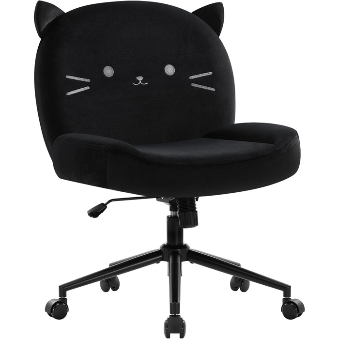 Офісний стілець IWMH без підлокітників, регульований по висоті, поворотний, з роликами, обтягнутий тканиною, ергономічний, крісло для читання з широким сидінням для посадки в турецькому стилі (Білий). Білий з колесами (Чорний, з колесами)