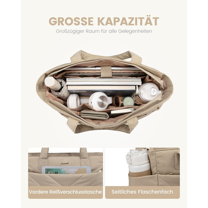 Сумка для ноутбука LOVEVOOK 15.6 дюймів, жіноча, велика, для роботи, навчання, універсальна (Хакі)