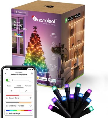 Nanoleaf Holiday String Lights Outdoor - 25 метрів, 300 LED, 18W, EU Smarte Lichterkette Pro