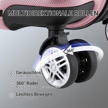 KONO Набір валіз 3 в 1: велика, середня, маленька. ABS, рожевий, з TSA замком та колесами