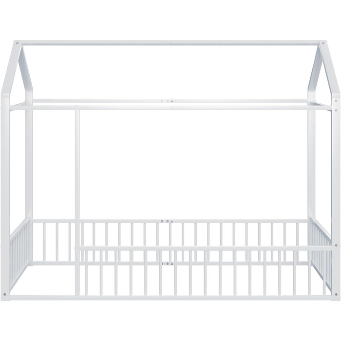 Захист від випадання Дитяче ліжечко Ліжко Будинок Металевий каркас ліжка з огорожею білий, 90x200