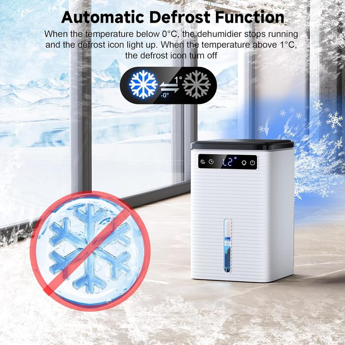 Електричний осушувач повітря 2500 мл з таймером та LED-підсвічуванням для дому