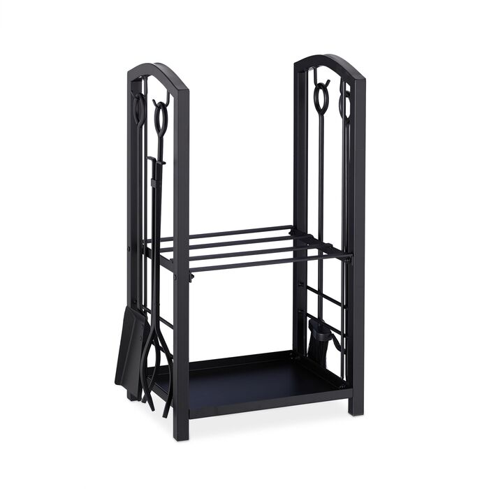 Relaxdays Полиця для дров з підставкою для столових приборів