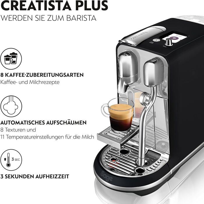 Кавомашина капсульна Nespresso Creatista Plus SNE800 від Sage, матова чорна