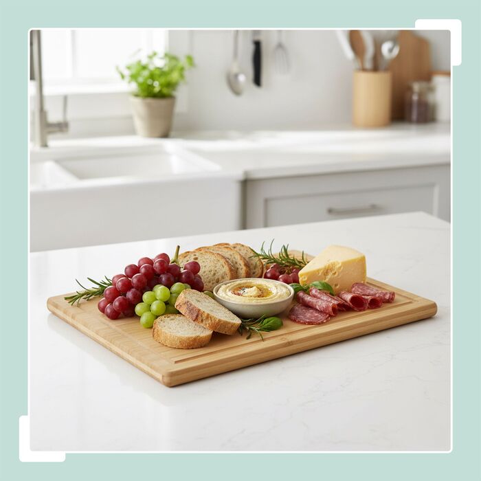 Дерев'яна обробна дошка Relaxdays з бамбука з жолобом для соку