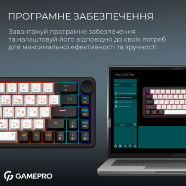 Бездротова механічна клавіатура GamePro Asgard Valhalla  (MK210B Pro) 65% QLAB orange switches