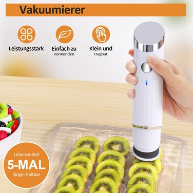 Вакууматор для продуктів харчування, компактний вакуумний пакувальник для безперервного використання з набором з 30 вакуумних пакетів