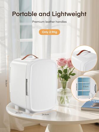 Міні холодильник FOHERE 10 л (12 банок), білий: для косметики, напоїв, авто, офісу