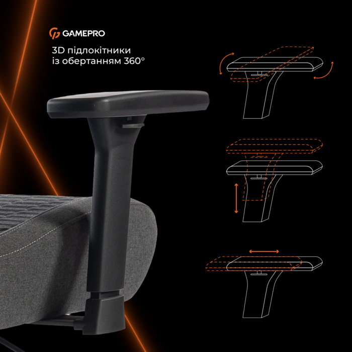 Крісло ігрове GamePro GC760DG Fabric Dark Gray