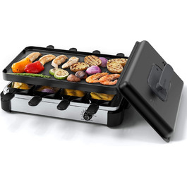 Електричний гриль-рателі Muchen на 8 осіб з антипригарним покриттям, регулюванням температури та 8 сковородами для рателі