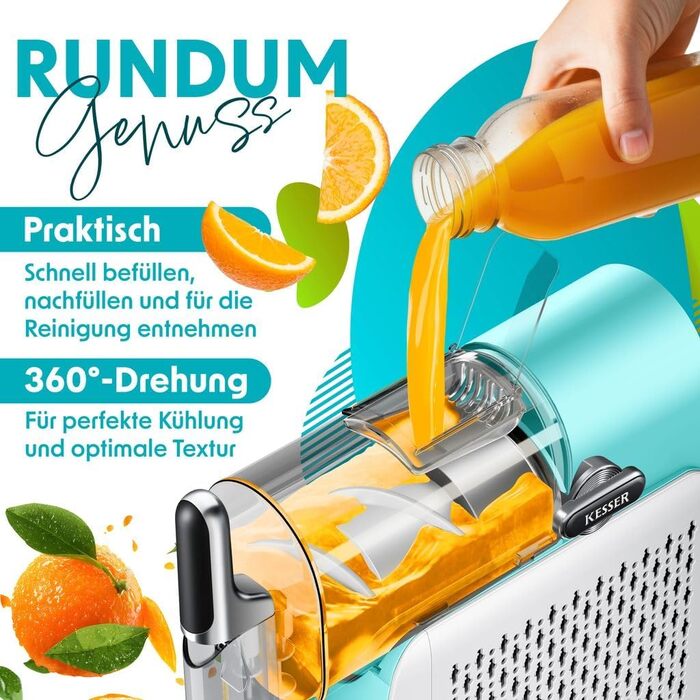 Машина для приготування сляшу KESSER® - сляш-мейкер 2л - для сляшу, коктейлів, фраппе, молочних коктейлів та замороженого соку - за 25 хв з 6 програмами - з 3 стаканами та книгою рецептів, (2 літри, світло-блакитний)