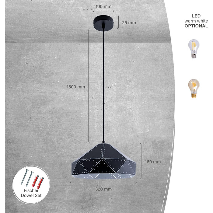 Підвісний світильник Підвісний світильник Їдальня Обідня настільна лампа Промислова лампа в стилі стімпанк 1,5 м текстильний кабель Shortenable Light Points Effect E27, Bulb Колір (Чорно-білий, без лампочки)
