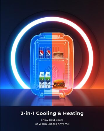Міні-холодильник BEICHEN 4Л з RGB-підсвіткою, функція охолодження та підігріву 2в1, для напоїв, косметики та геймінгу, AC 220V/DC 12V (Чорний)