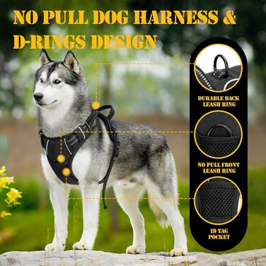 Шлейка для собак, світловідбиваючий жилет, м'яка дихаюча грудна шлейка для собак, регульована шлейка для собак, чорний (M)