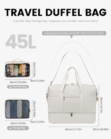 Спортивна сумка LOVEVOOK для подорожей: дорожня сумка-валіза, дорожня сумка-мішок, сумка для одягу, валіза для ручної поклажі, сумка для пологів, з відділенням для взуття та косметичкою, бежево-коричнево-чорна