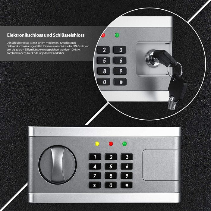 Електронний сейф KESSER® | 38x30x30 см | Вбудована батарея | Сейф з цифровим замком | 3-х рівнева замикаюча система | Настінний/підлоговий сейф | Сейф для дому | Внутрішнє освітлення | Чорний |