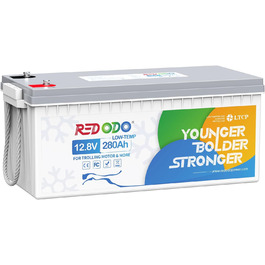 Акумулятор Redodo 12V 280Ah LiFePO4, 200A BMS, 3584Wh, для сонячної системи, автофургону, кемпінгу, човна, дому