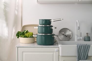 Набір посуду ZWILLING PURE, 5 предметів, нержавіюча сталь 18/10, керамічне покриття, Stay-Cool ручки, придатний для миття в посудомийній машині, зелений