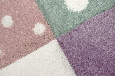 Килим-мрія для дитячої кімнати, ігровий килим і дитячий килим, дизайн у вигляді зірочок у формі серця, рожевий, білий, сірий розмір (120 см круглий, кремово-рожевий, синій)
