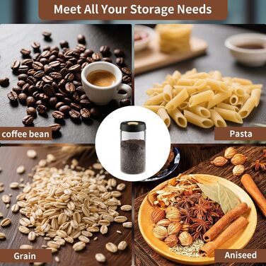 Герметичний контейнер для кави на 1,2 л зі скла, вакуумний, з чорною кришкою та золотою кнопкою. Підходить для кави, чаю, горіхів.