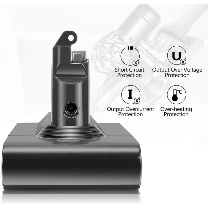 Змінна батарея V6 morpilot для пилососа Dyson V6 DC62/DC58/DC59/DC61/DC72/DC74, 21,6 В 4600 мАг, 2 фільтри