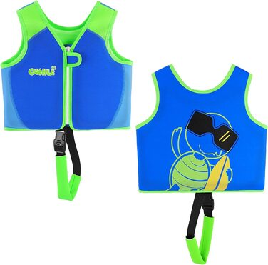 Дитячий рятувальний жилет OSHYLE - неопренова куртка для плавання для хлопчиків і дівчаток, плаваючий неопреновий рятувальний жилет для малюків від 1 до 9 років, L (7-9) синього кольору