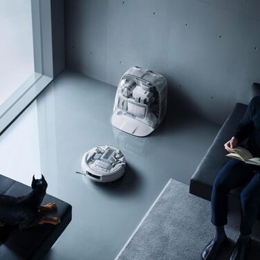 Робот-пилосос DJI ROMO S з функцією миття підлоги, 25000 Па потужність всмоктування, розпізнавання перешкод рівня дрона, два роботизовані руки, 200 днів без обслуговування, автоматичне очищення та сушіння моп-насадки (DJI ROMO P (версія з баком для води))