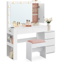 Трюмо VASAGLE з LED-підсвічуванням, дзеркалом та ящиками, 40 x 125 x 140 см, сучасний дизайн, колір