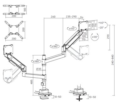 Настільне кріплення для монітора OfficePro MAH752W