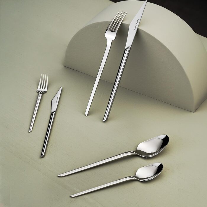 Karaca Midway Набір столових приборів на 12 осіб (84 шт.) - нержавіюча сталь, ножі, виделки, ложки. Кухонний набір столових приборів