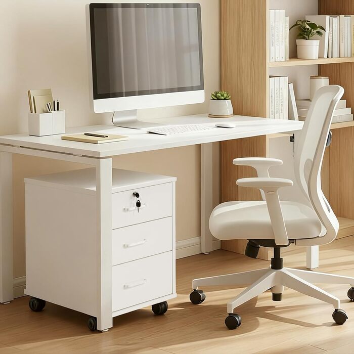 Тумба для документів TUKAILAI на коліщатках, 3 висувні ящики, білий колір, 2 шт.