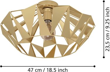 Підвісний світильник EGLO Carlton, підвісний світильник на 3 лампи над обіднім столом, підвісний світильник в ретро дизайні з металу в золоті, підвісний світильник з цоколем E27, L 80,5 см (стельовий світильник)